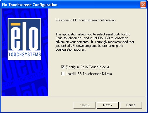 Elo Touchscreen Config.